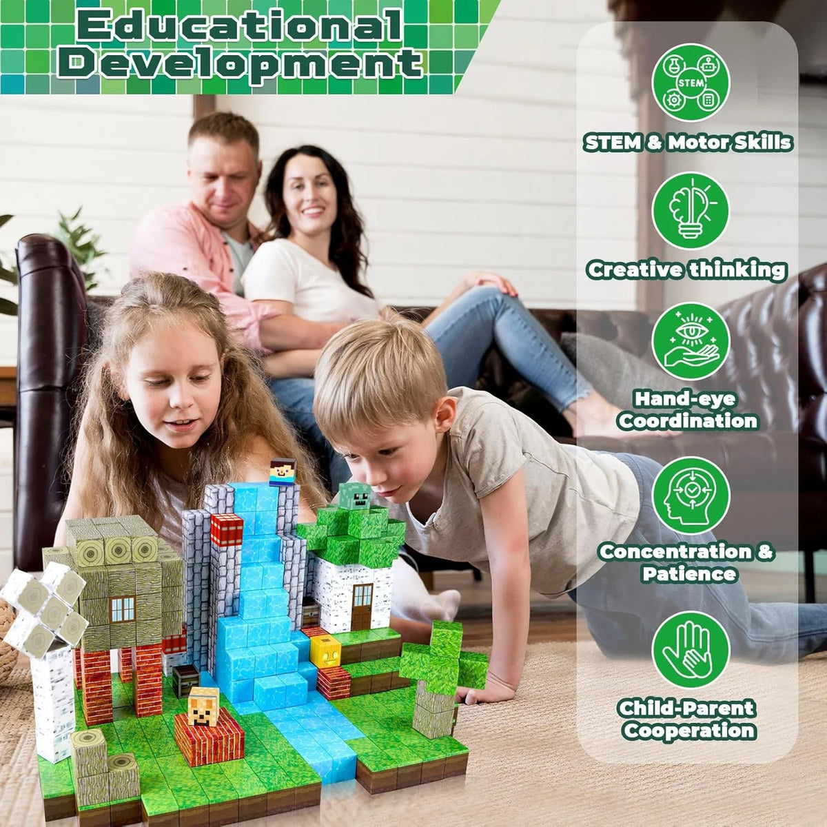 Magnetic Forest House Building Blocks Set