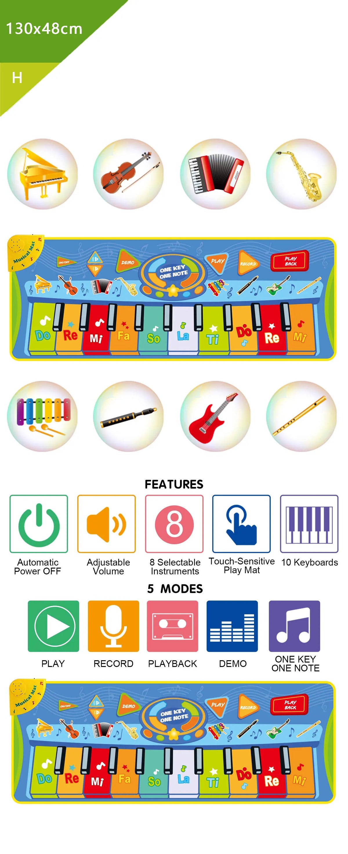 Interactive Musical Piano Floor Mat for Kids