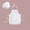 White kids chef apron and hat set for pretend play displayed on a pink background