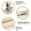 Adjustable wooden bracelet weaving jig featuring securely fixed clamps, telescopic adjustment, and a clear scale.