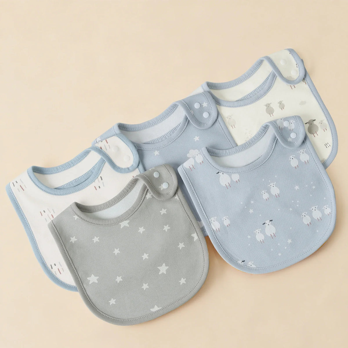 Soft Cotton Baby Bibs (5-Pack) with U-Shaped Catch-All Design