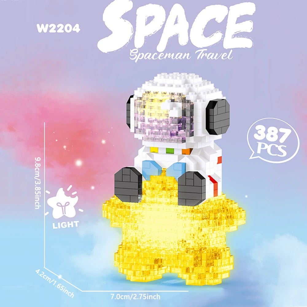 Luminous Astronaut Moon Building Blocks Set with LED Light Technology