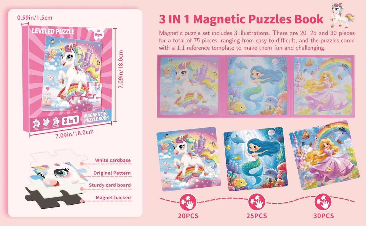 Unicorn Mermaid Magnetic Puzzle Set for Kids