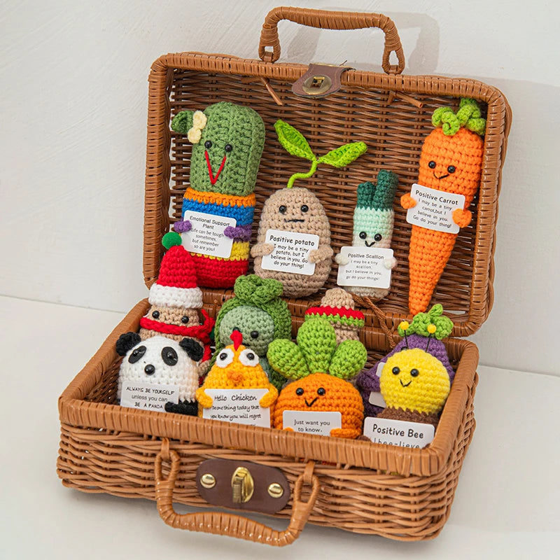 Handmade Crochet Positive Doll with Hugging Card