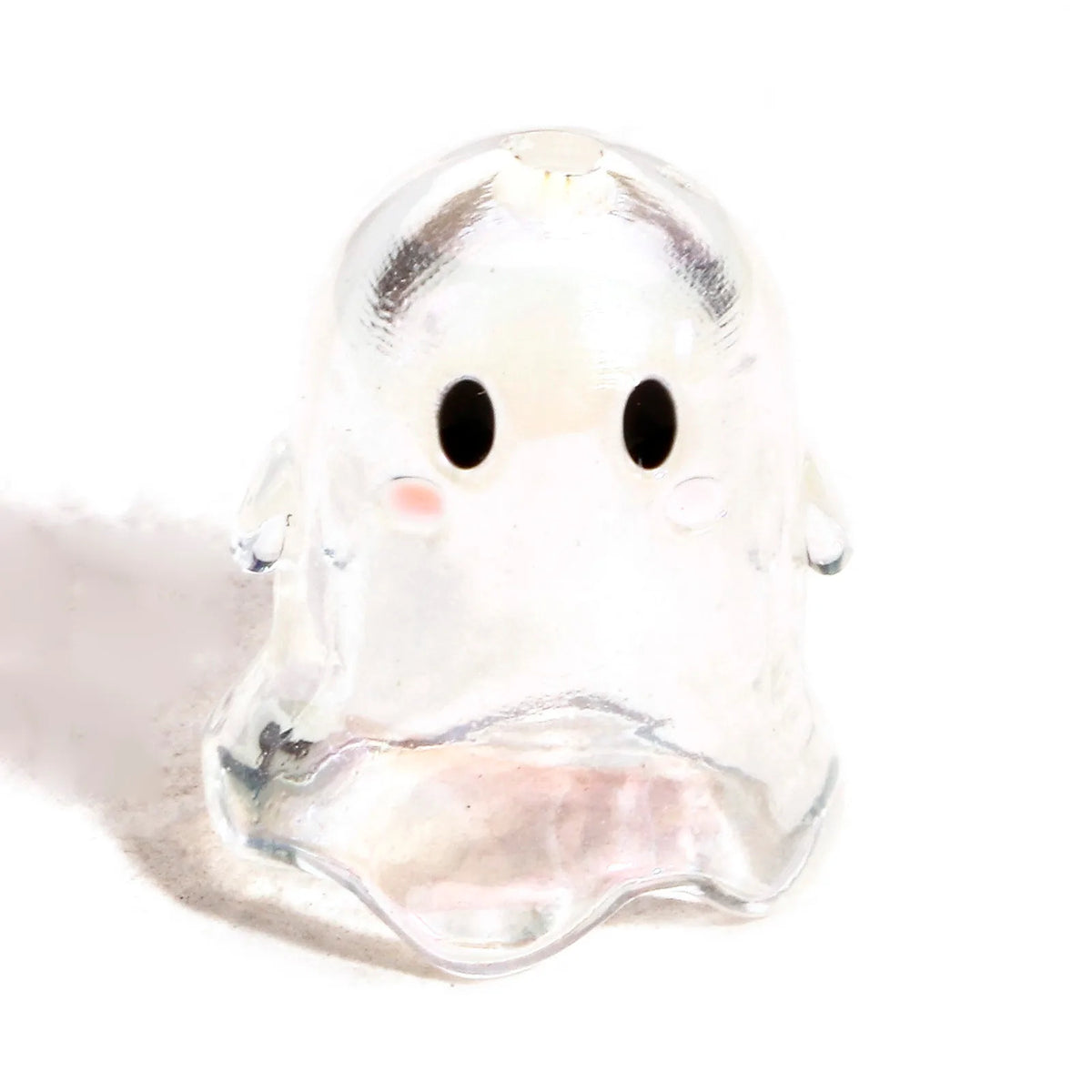Clear acrylic ghost bead with small eyes and facial features for jewelry making