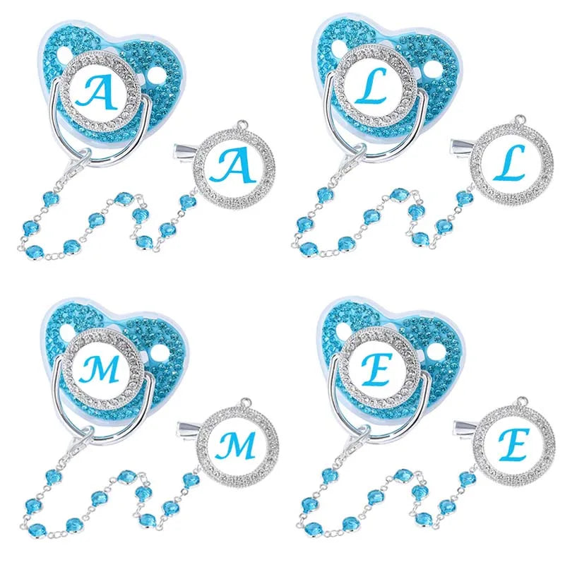 Personalized Zircon Pacifier Clip with Silicone Teether