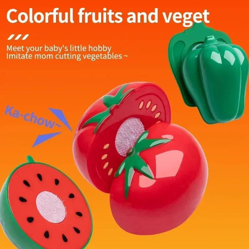 Kids Pretend Play Kitchen Set with Pots and Play Food