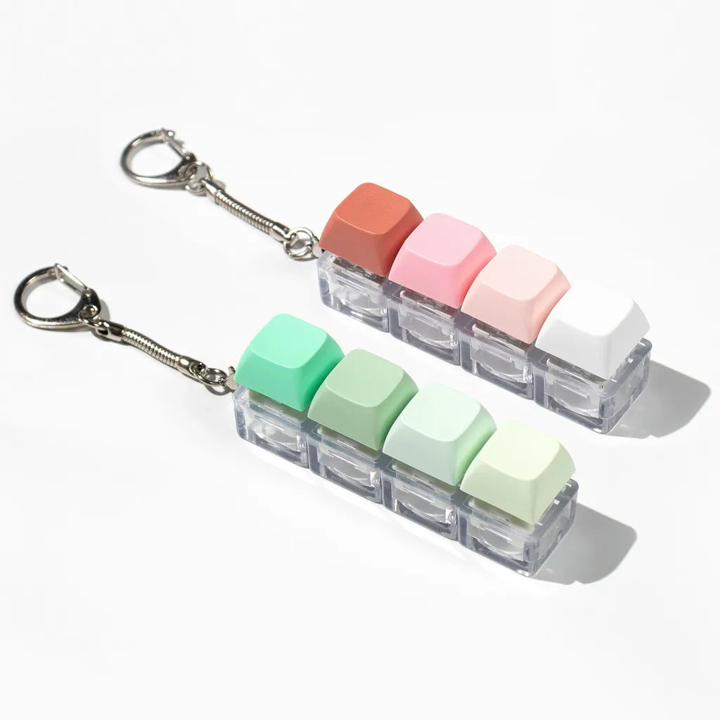 Tactile Keyboard Fidget Keychain with Silent and Click Modes