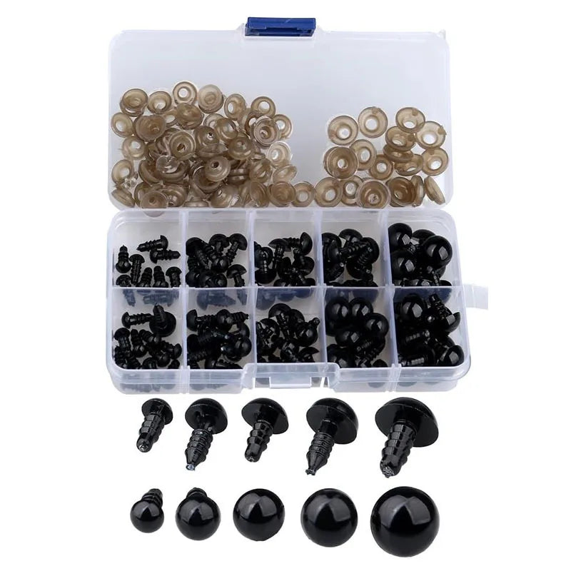 Black Plastic Safety Eyes for Doll Making