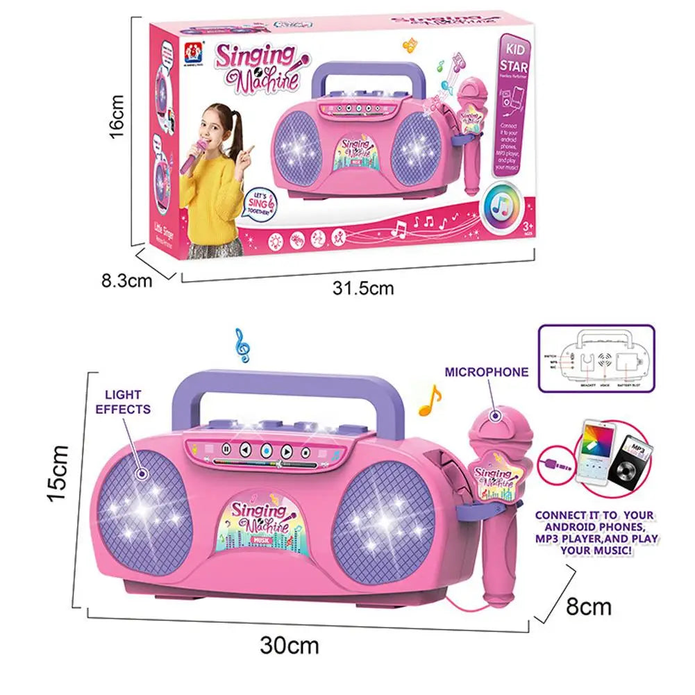 Kids Karaoke Machine with Microphone and Light Effects