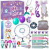 A collection of mermaid jewelry including necklaces, earrings, and bracelets presented in a gift box.
