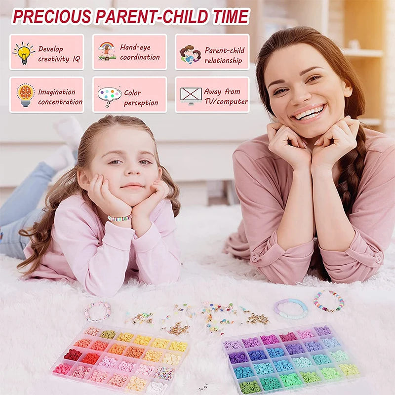 Rainbow Polymer Clay Bead Kit for DIY Jewelry Making