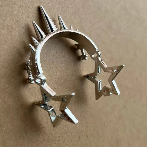 Silver fantasy monster doll accessory set featuring a crescent moon and a star shape