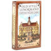 A box of Old Style Lenormand fortune-telling cards with an illustration of a classical building.