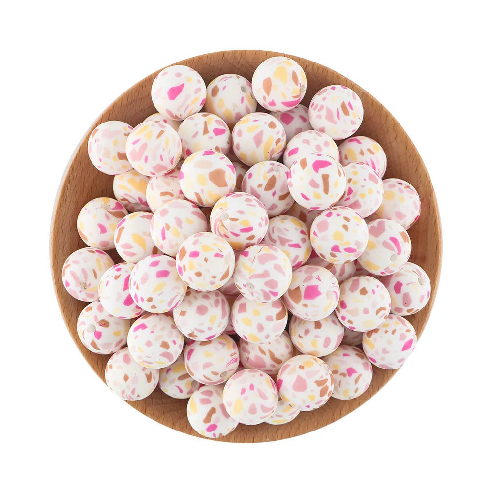 Pink Silicone Round Beads for DIY Jewelry Making