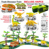A set of dinosaur climbing car tracks featuring six trees and various dinosaurs for play.