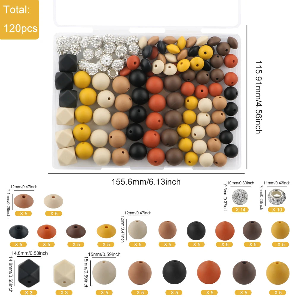 Silicone Beads Variety Pack for Jewelry Making – 120 Pieces