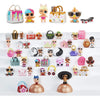 A collection of LOL Surprise! Lil Sisters blind balls and accessories featuring various dolls, bags, and toys.