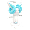 A white cat figurine with blue hair and a matching base, part of an Easter egg and spoon race game set.