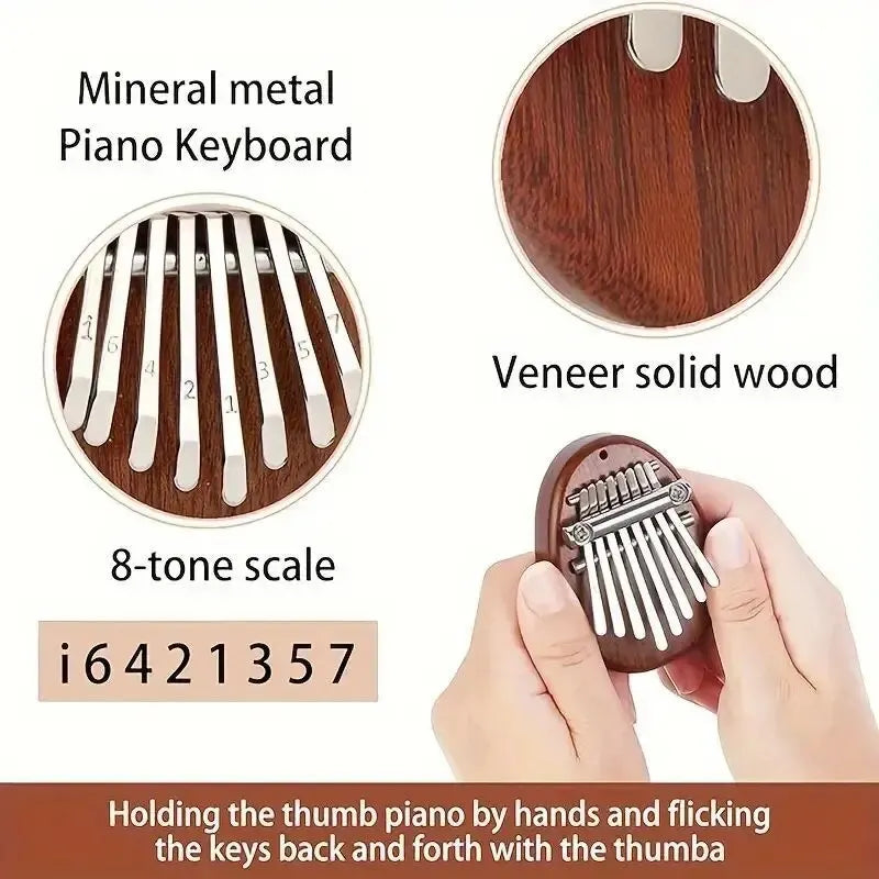 Wooden Kalimba Thumb Piano with Metal Chain