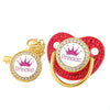 Crown Crystal Pacifier Clip & Soother Set