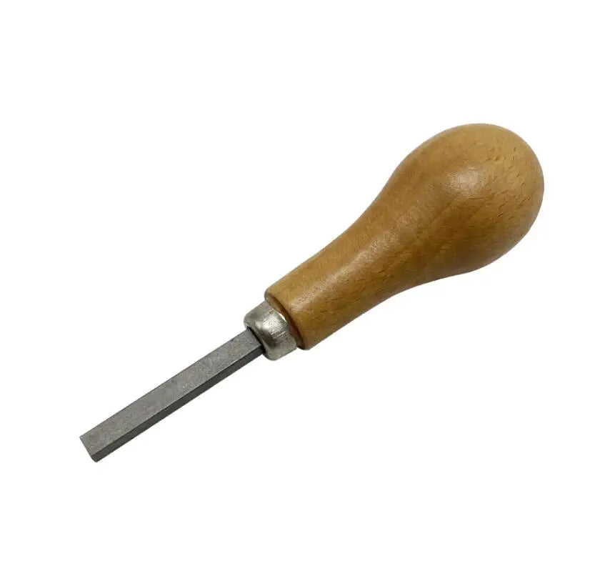 A professional bezel setting pusher tool with a wooden handle and metal tip.
