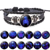 Zodiac Sign Luminous Leather Wrap Bracelet