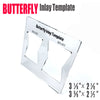 A clear butterfly inlay template and marking ruler set for woodworking