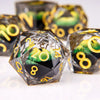 Liquid Core Polyhedral Dice Set – 7 Sharp-Edge Resin Dice with Swirling Quicksand