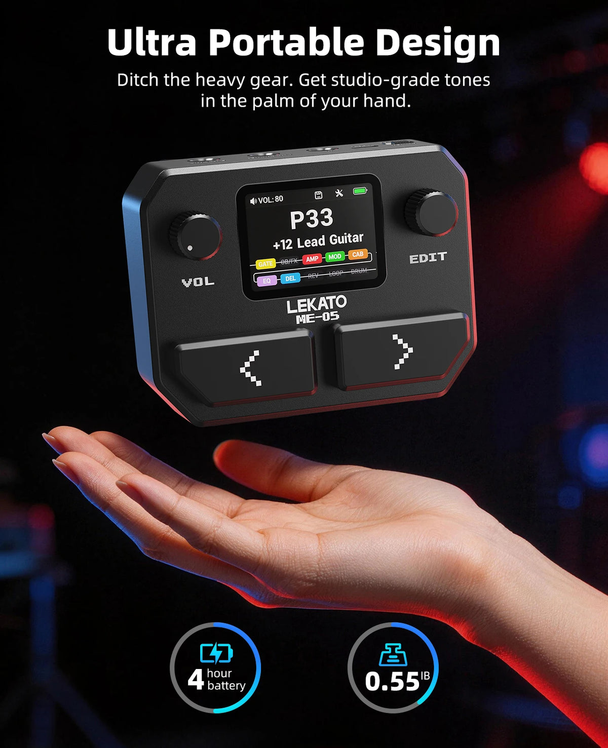 Mini Multi-Effects Guitar Processor with Looper and Drum Rhythms