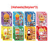 A collection of 24 sheets of DIY pizza sticker craft kits featuring various food items and designs.