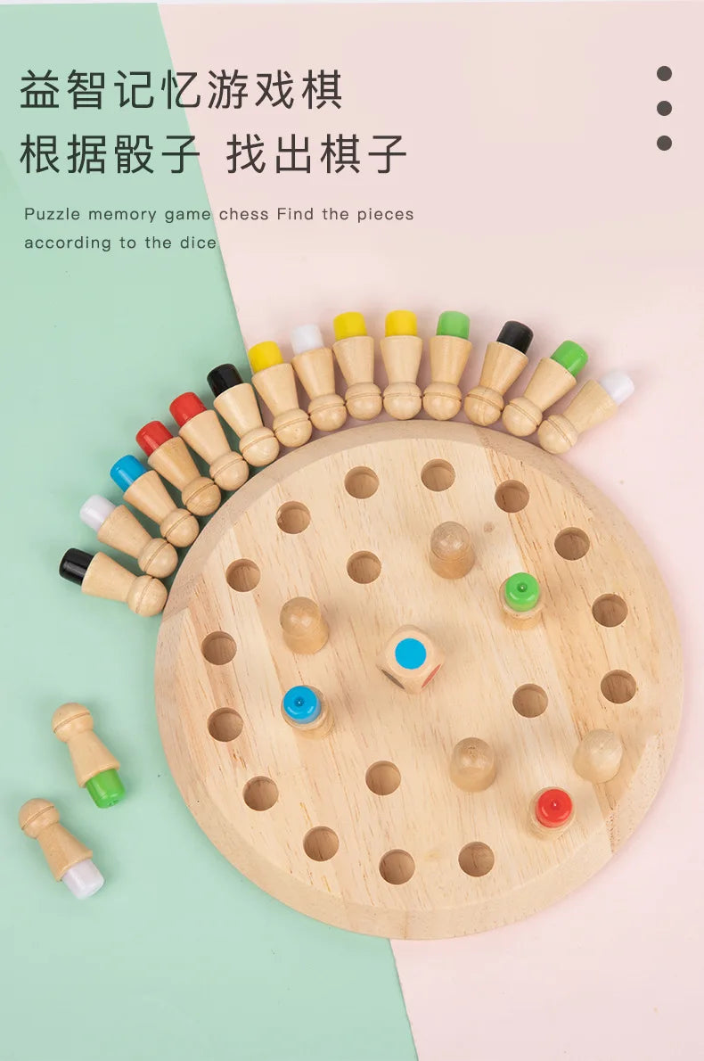 Wooden Color Memory Chess Game for Kids