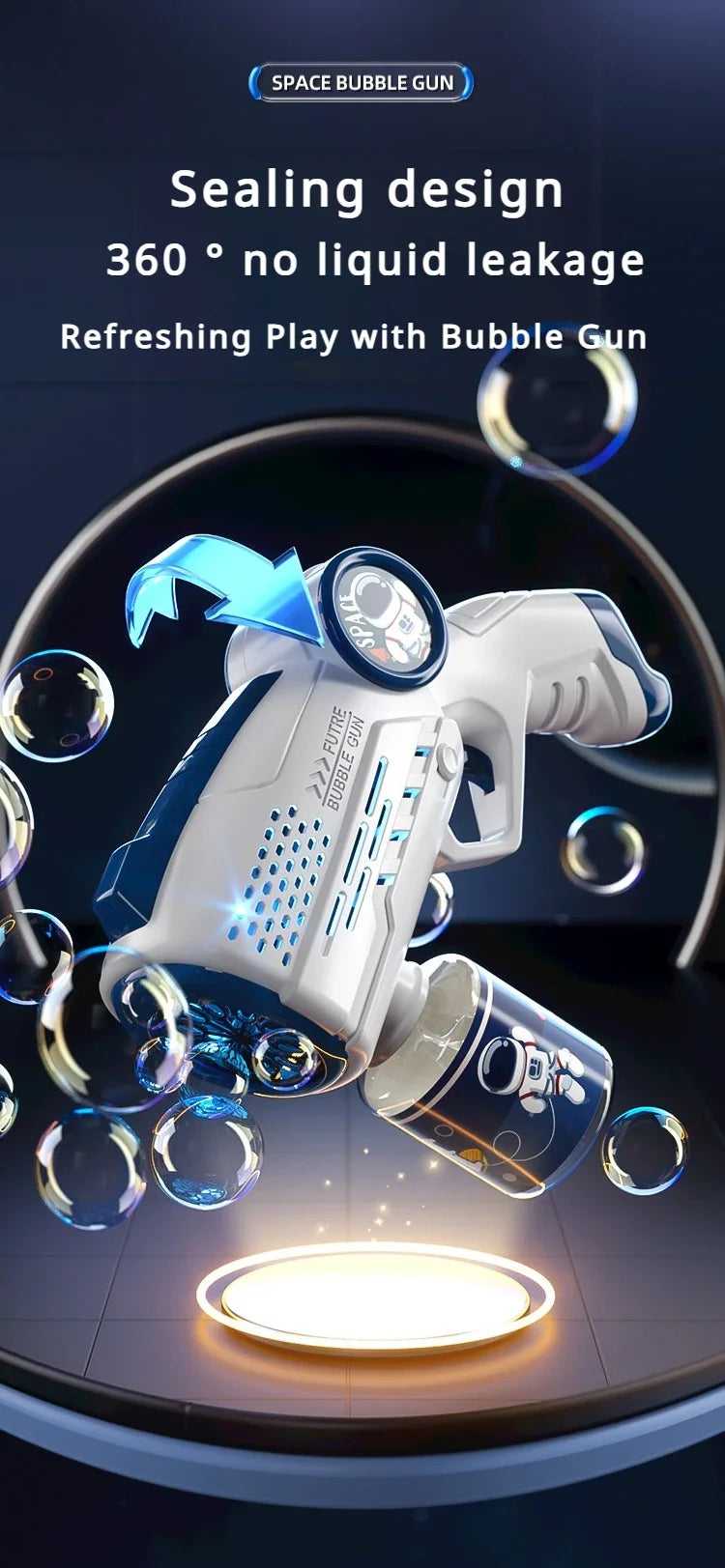 Automatic Astronaut Bubble Gun with LED Lights