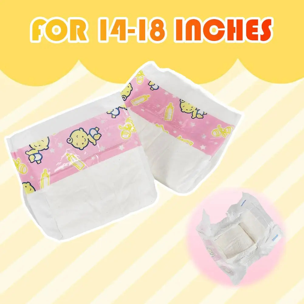 Soft Cotton Doll Diapers for Pretend Play (10-Pack)