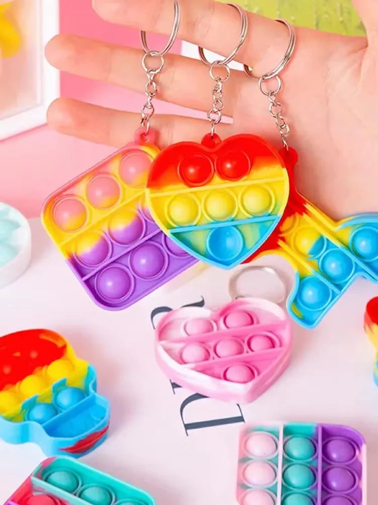 Mini Pop Fidget Keychains for Kids - 20 Pack Sensory Toys for Party Favors & Classroom Rewards