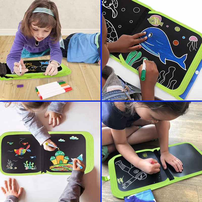 Reusable Erasable Doodle Book for Kids with 12 Watercolor Pens