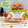 Handmade Crochet Hamburger and Donut Desk Decor with Positive Message Card