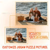 A family of five is pictured on a beach, ready to be turned into a jigsaw puzzle.