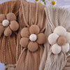 Brown and beige knitted floral elastic baby headbands for newborn girls