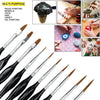 A collection of thirteen fine detail paint brushes for various art and craft work applications.