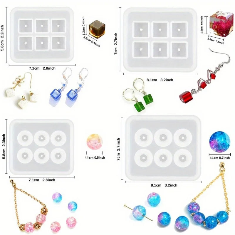 4-Piece Crystal Ball Silicone Mold Set for DIY Jewelry Making
