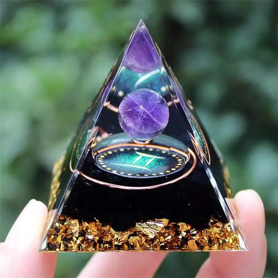 Zodiac Resin Pyramid Decoration with Crystal Ball