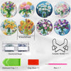 An 8-piece diamond painting coaster kit includes painting tiles, a clay glue, a diamond tray, and a coaster holder.