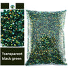 Bag of transparent black green resin rhinestones for crafts and DIY projects
