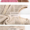 A collection of cozy lamb wool baby vests in pink, blue, and beige, showing details and cuff display.