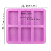 A square pink silicone mold with six cavities featuring a floral pattern for DIY soap making