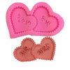 Pink silicone heart photo frame molds for resin casting featuring engraved Mr and Mrs text