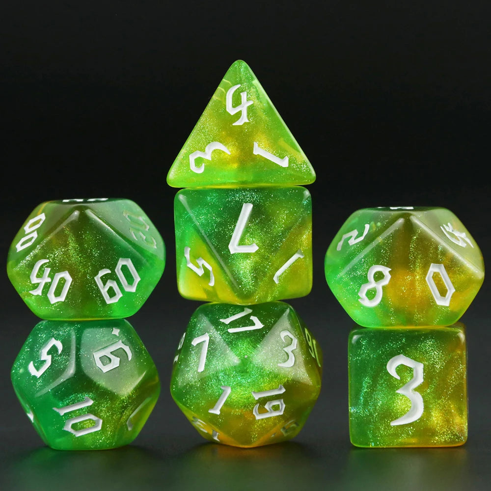 Iridescent Glitter Dice Set for D&D and Tabletop RPGs