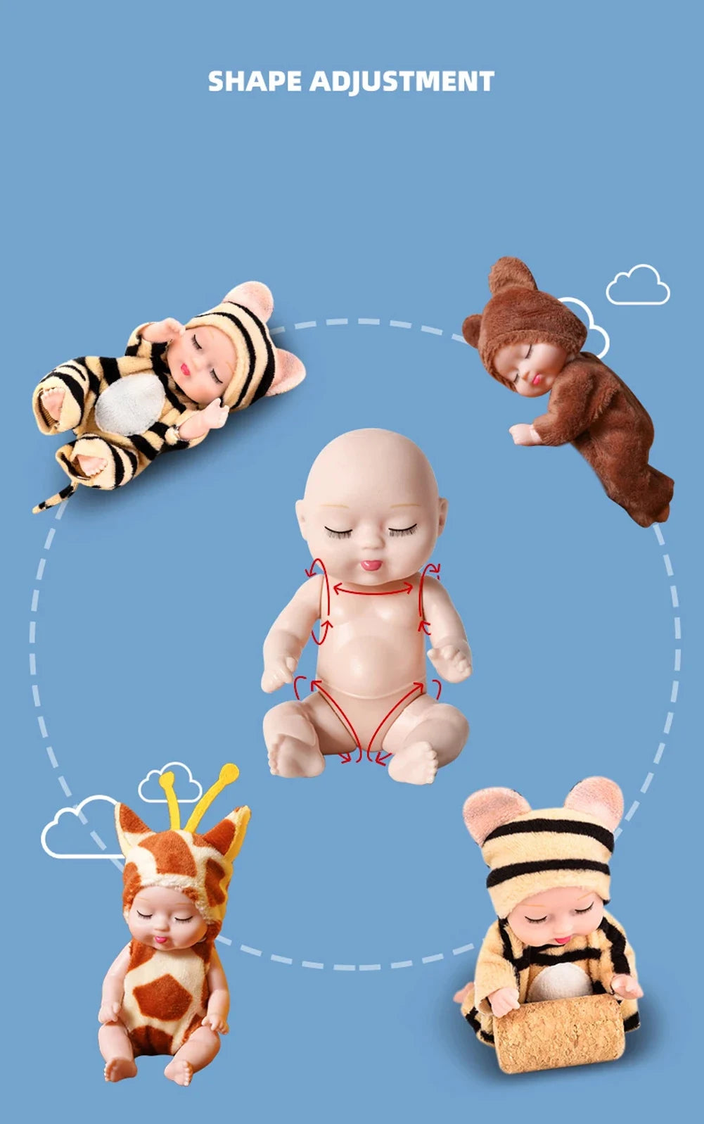 Mini Sleeping Baby Dolls with Clothes - Set of 6