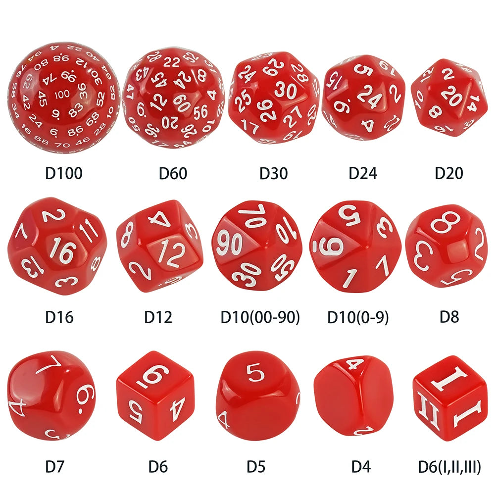 15-Piece Polyhedral Acrylic Dice Set for RPGs & Tabletop Games